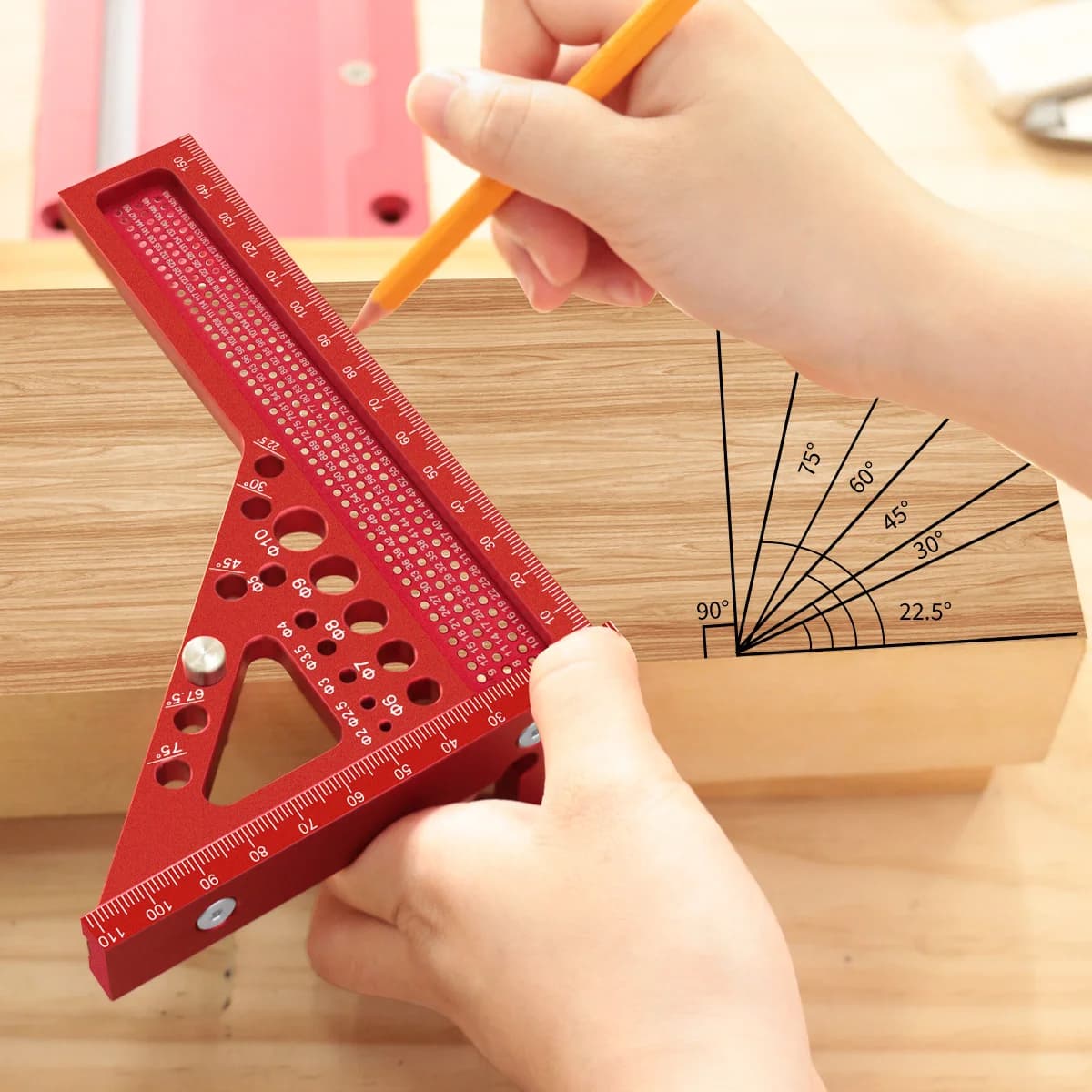 Pembaris Sudut Pelbagai 3D Lanjutan dengan Pin Dowel